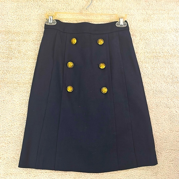 J. Crew gold button navy skirt - Picture 1 of 1